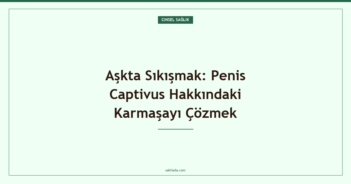 Aşkta Sıkışmak: Penis Captivus Hakkındaki Karmaşayı Çözmek - Saklioda Blog