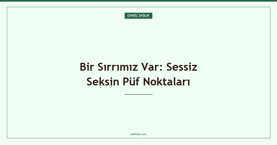 Bir Sırrımız Var: Sessiz Seksin Püf Noktaları - Saklioda Blog