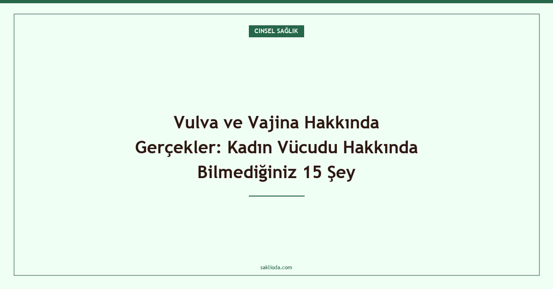 Vulva ve Vajina Hakkında Gerçekler: Kadın Vücudu Hakkında Bilmediğiniz 15 Şey - Saklioda Blog