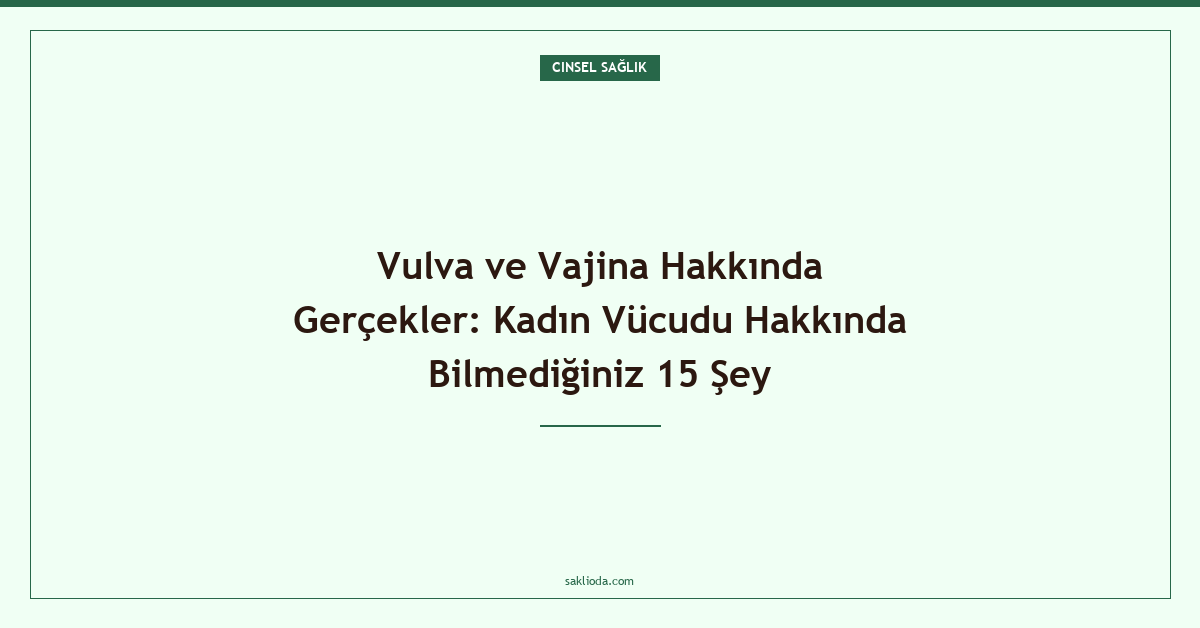 Vulva ve Vajina Hakkında Gerçekler: Kadın Vücudu Hakkında Bilmediğiniz 15 Şey - Saklioda Blog