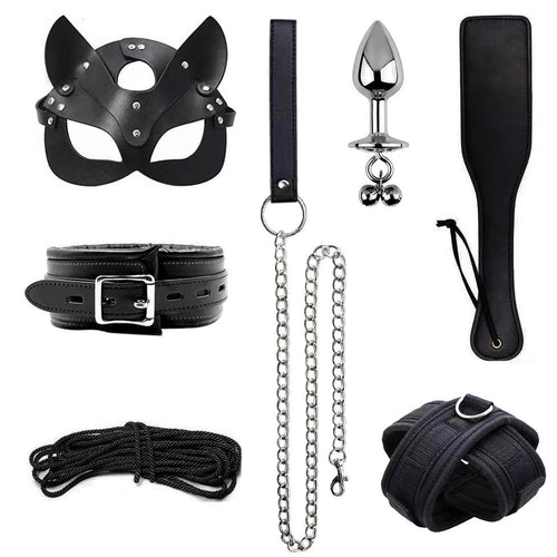 Amethyst – Deri Maske Tasma Paddle Kelepçe Başlangıç Fantezi Fetiş Seti