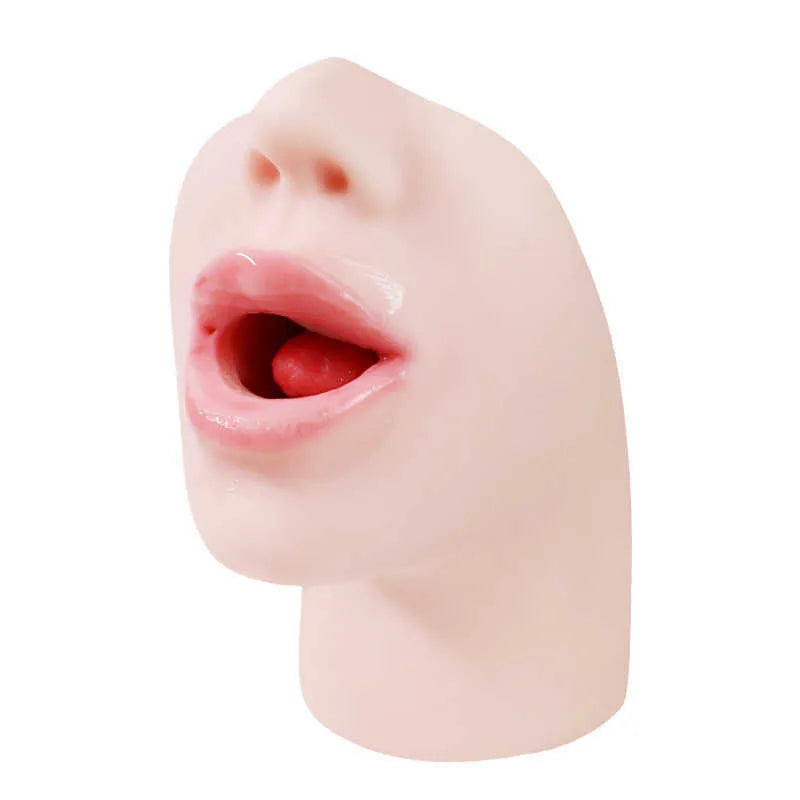 Vakumlu Deep Throat Oral Mastürbatör - Dil Dokulu & Yumuşak Silikon (Gerçekçi Ağız)
