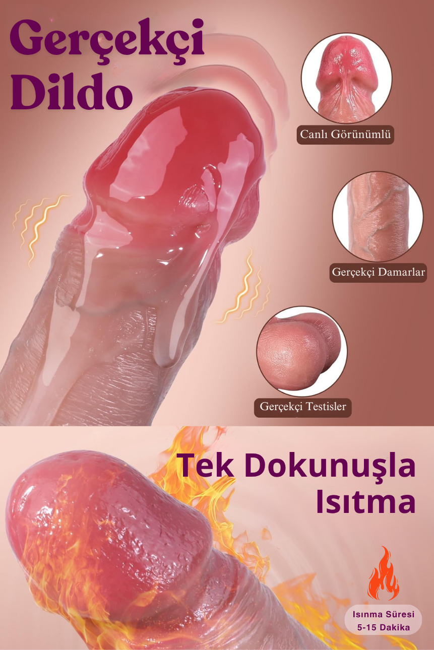 Uzaktan Kumandalı Isıtmalı İleri Geri Hareketli Dildo – Sıvı Silikon IPX5