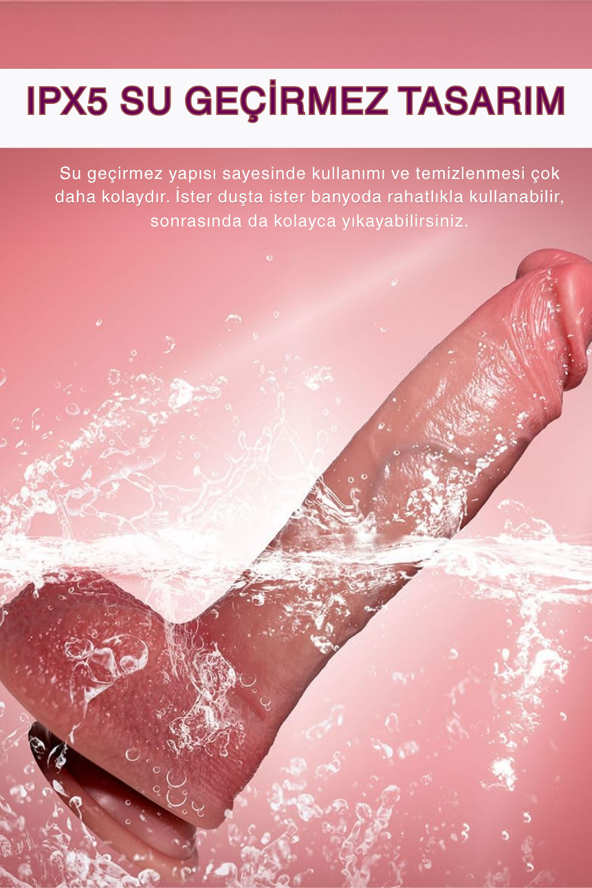 Uzaktan Kumandalı Isıtmalı İleri Geri Hareketli Dildo – Sıvı Silikon IPX5